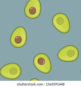 Avocado vector seamless pattern. Aguacate fruit texture.