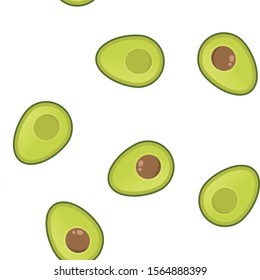 Avocado vector seamless pattern. Aguacate fruit texture.