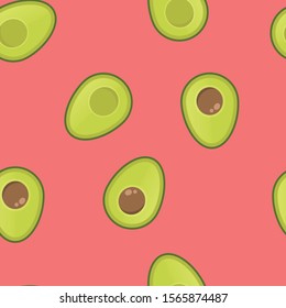 Avocado vector seamless pattern. Aguacate fruit texture.