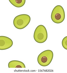 Avocado vector seamless pattern. Aguacate fruit texture.