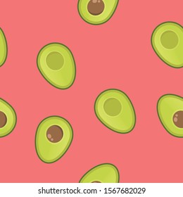 Avocado vector seamless pattern. Aguacate fruit texture.