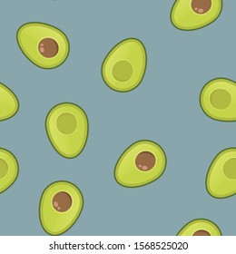 Avocado vector seamless pattern. Aguacate fruit texture.