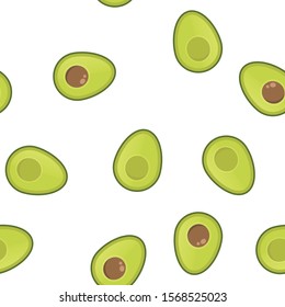 Avocado vector seamless pattern. Aguacate fruit texture.