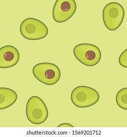 Avocado vector seamless pattern. Aguacate fruit texture.