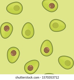 Avocado vector seamless pattern. Aguacate fruit texture.