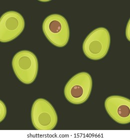 Avocado vector seamless pattern. Aguacate fruit texture.