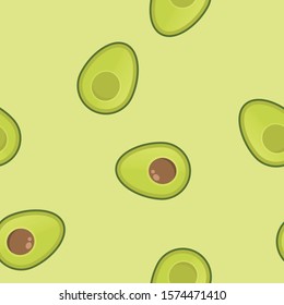 Avocado vector seamless pattern. Aguacate fruit texture.