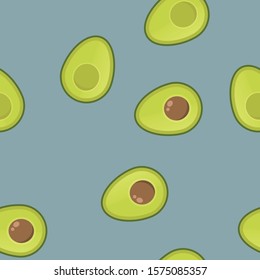 Avocado vector seamless pattern. Aguacate fruit texture.