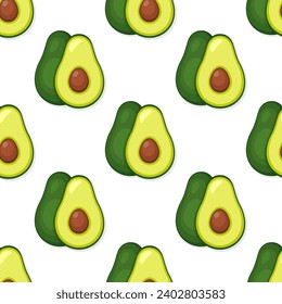 Avocado vector seamless pattern. Vector flat drawings on white background. Best for textile, wallpapers, kitchen decoration, wrapping paper, package and your design.