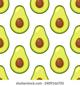 Avocado vector seamless pattern. Green vector flat elements on white background. Best for textile, wallpapers, home decoration, wrapping paper, package and web design.