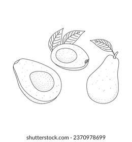 Basado en el vector de aguacate ilustración de la población estilo dibujado a mano negra aislado en fondo blanco