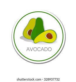 Avocado. Vector sign. Label. The idea for the packaging or sticker.