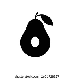 Avocado vector silhouette icon on white background