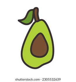 Avocado Vector simple , Green Brown And Dark Green