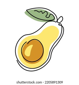 Avocado Vektorsymbol mit einer einzigen Linie. Drucken für den Stoffdruck. Vektorgrafik.