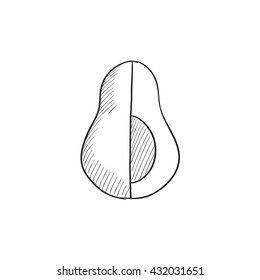 Icono de boceto vector de aguacate aislado en el fondo. Icono de aguacate dibujado a mano. Icono de boceto aguacate para infografía, sitio web o aplicación.