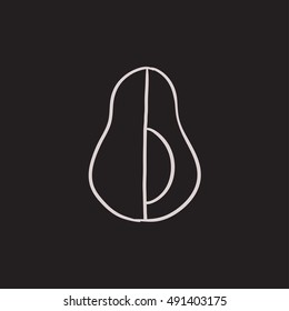 Avocado vector sketch icon isolated on background. Hand drawn Avocado icon. Avocado sketch icon for infographic, website or app.