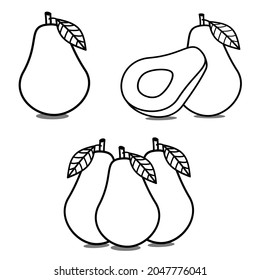 avocado vector and avocado slices for coloring