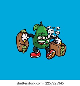 aguacate vector tabaquismo coco sostener maleza nug caricatura