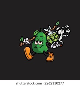 aguacate vector tabaquismo coco sostener maleza nug caricatura