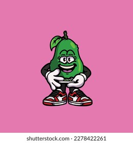 Avocado-Vektorrauchgelenk mit Krautkartoon