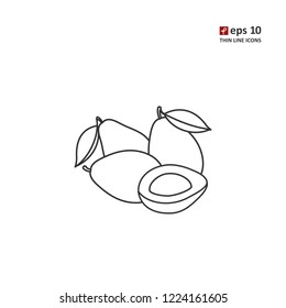 Avocado - vector thin line icon on white background. Symbol for web, infographics, print design and mobile UX/UI kit. Vector illustration, EPS10.