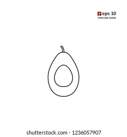 Avocado - vector thin line icon on white background. Symbol for web, infographics, print design and mobile UX/UI kit. Vector illustration, EPS10.