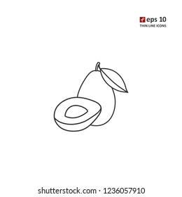 Avocado - vector thin line icon on white background. Symbol for web, infographics, print design and mobile UX/UI kit. Vector illustration, EPS10.