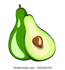 Avocado Vegetable in cartoon style for your design. Vector Illustration on white background eps 10