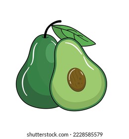Avocado Gemüses- und Obstflachgrafik