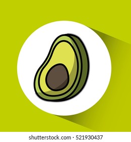 avocado vegetable over white circle and green background. healthy food design. vector illustration