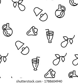 Avocado Vegetable Vector Seamless Pattern Thin Line Illustration