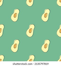 Avocado Vegetables seamless pattern. Vegetarian healthy bio food background, Vegan organic eco products. Vector illustration.