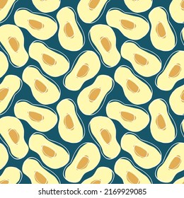 Avocado Vegetables seamless pattern. Vegetarian healthy bio food background, Vegan organic eco products. Vector illustration.
