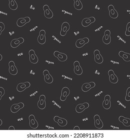 Avocado Vegetables seamless pattern. Vegetarian healthy bio food background, Vegan organic eco products. Vector illustration.