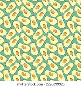 Avocado Vegetables seamless pattern. Vegetarian healthy bio food background, Vegan organic eco products. Vector illustration.