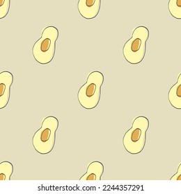 Avocado Vegetables seamless pattern. Vegetarian healthy bio food background, Vegan organic eco products. Vector illustration.