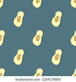 Avocado Vegetables seamless pattern. Vegetarian healthy bio food background, Vegan organic eco products. Vector illustration.