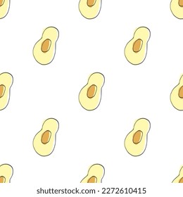 Avocado Vegetables seamless pattern. Vegetarian healthy bio food background, Vegan organic eco products. Vector illustration.