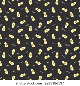 Avocado Vegetables seamless pattern. Vegetarian healthy bio food background, Vegan organic eco products. Vector illustration.