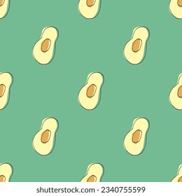 Aguacate Vegetales sin fisuras. Antecedentes vegetarianos sanos de alimentos biológicos, productos ecológicos vegan orgánicos. Ilustración vectorial.