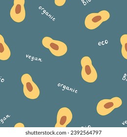 Avocado Vegetables seamless pattern. Vegetarian healthy bio food background, Vegan organic eco products. Vector illustration.