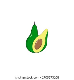 avocado. avocado vetor. Whole and cut avocado isolated on white background. Avocado fruit icon inside. Vector illustration.