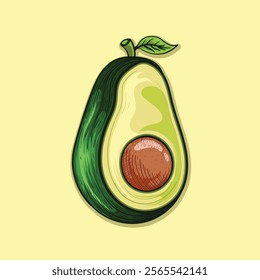 Avocado vintage style green illustration design