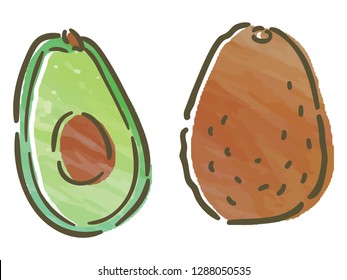 avocado with watercolor texture