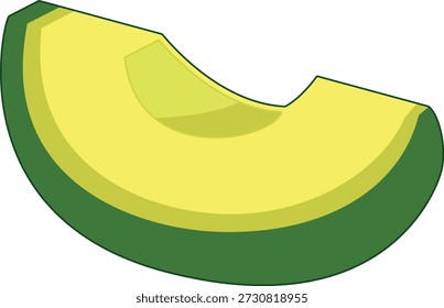 Rebanada de cuña de aguacate ilustrada en estilo Vector plano. Adecuado para gráficos de cocina, diseños de recetas, envases de alimentos y contenido de estilo de vida saludable