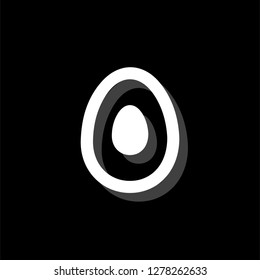Avocado. White flat simple icon with shadow
