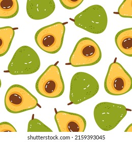 Avocado-Design-Element für das ganze und halb nahtlose Cover. Vektorgrafik-Hintergrund