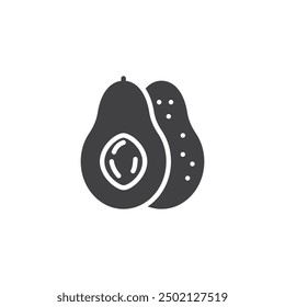 Avocado whole and halved vector icon. filled flat sign for mobile concept and web design. Avocado glyph icon. Symbol, logo illustration. Vector graphics
