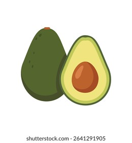 Avocado Whole and Sliced a Fresh Fruit Illustration